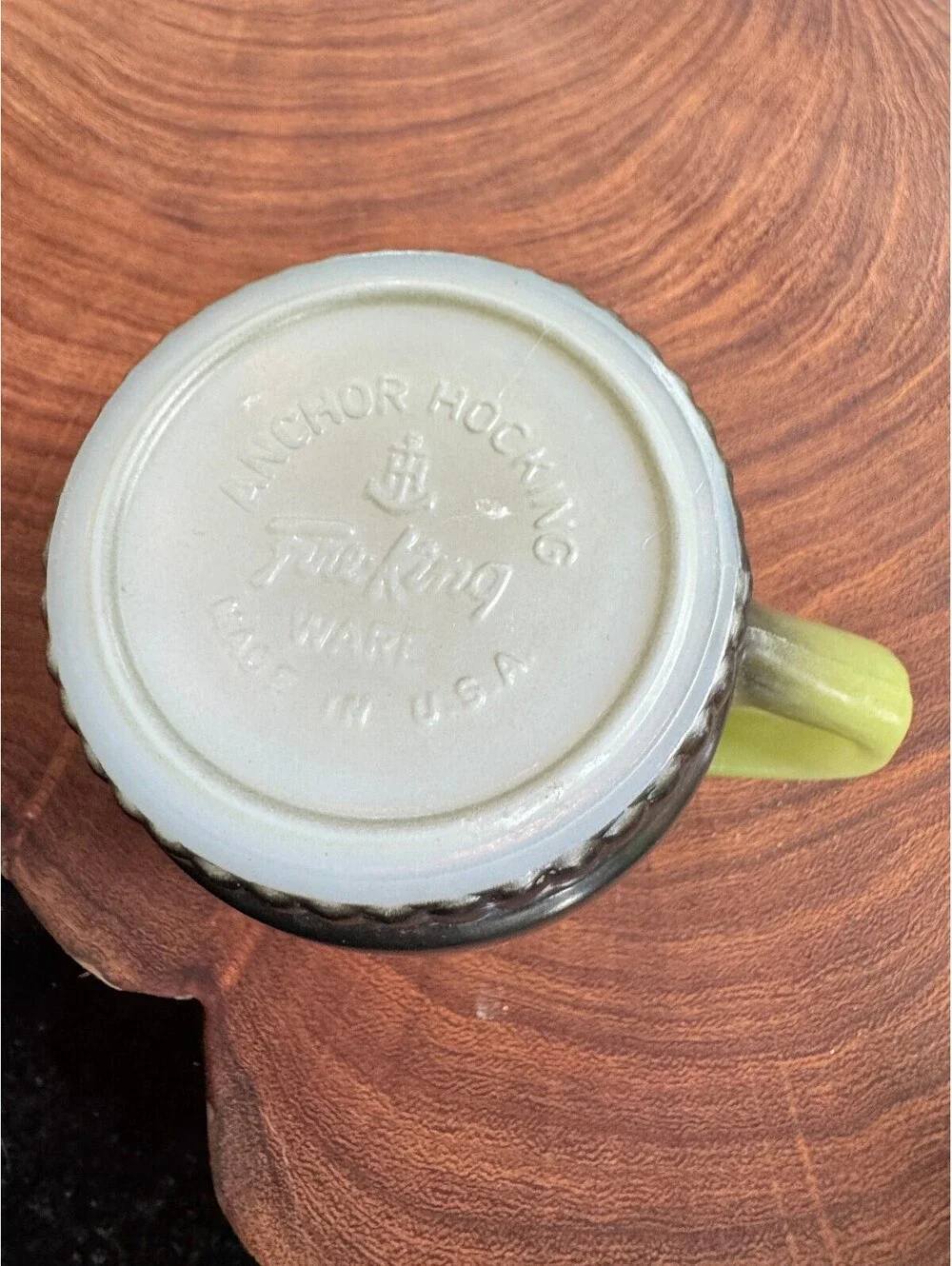 Vintage Fire-King Avocado Green Ombre Stacking Mug